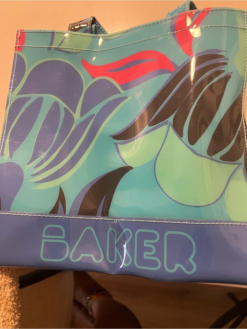 Ted Baker Teal, Blue & Red Floral Glossy Tote